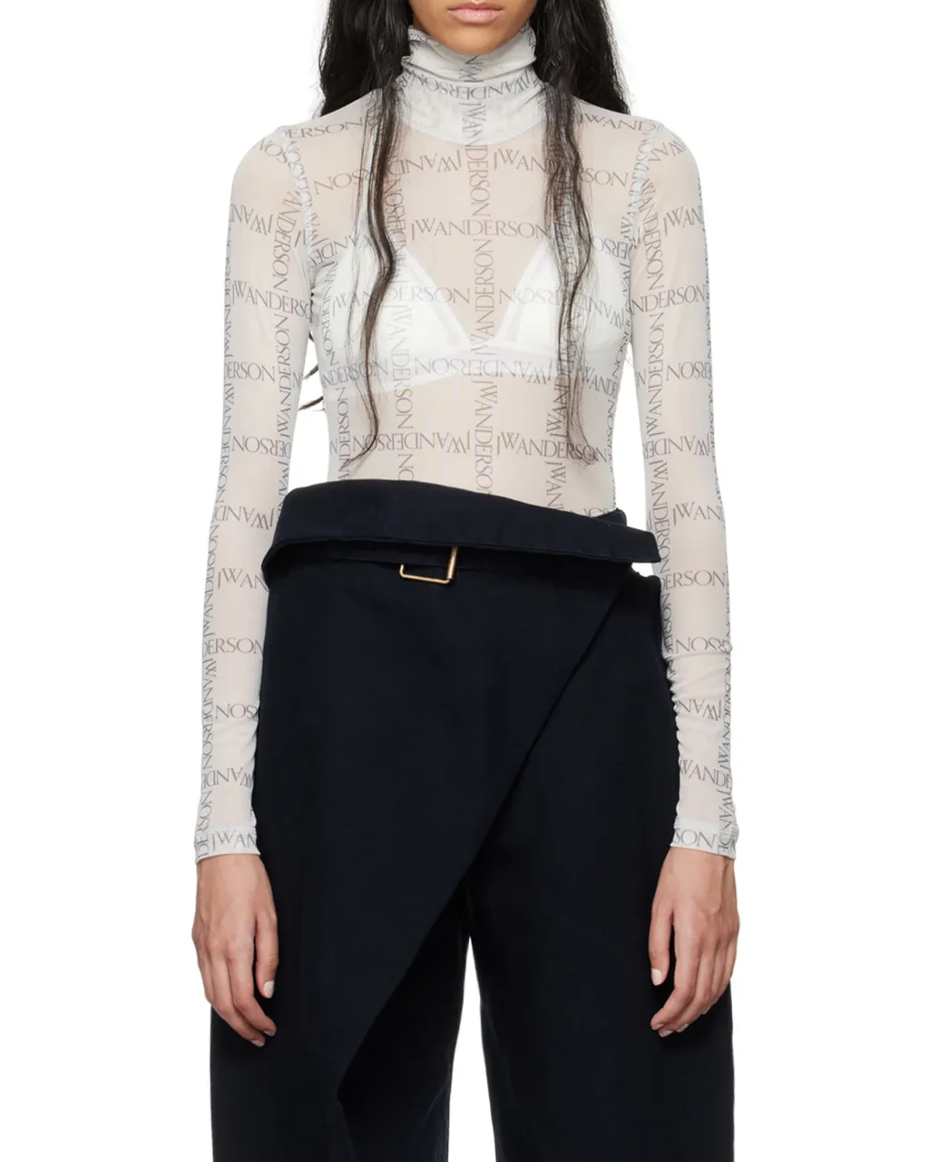Logo Printed Semi-Sheer Top