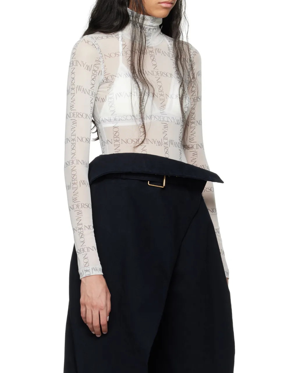 Logo Printed Semi-Sheer Top