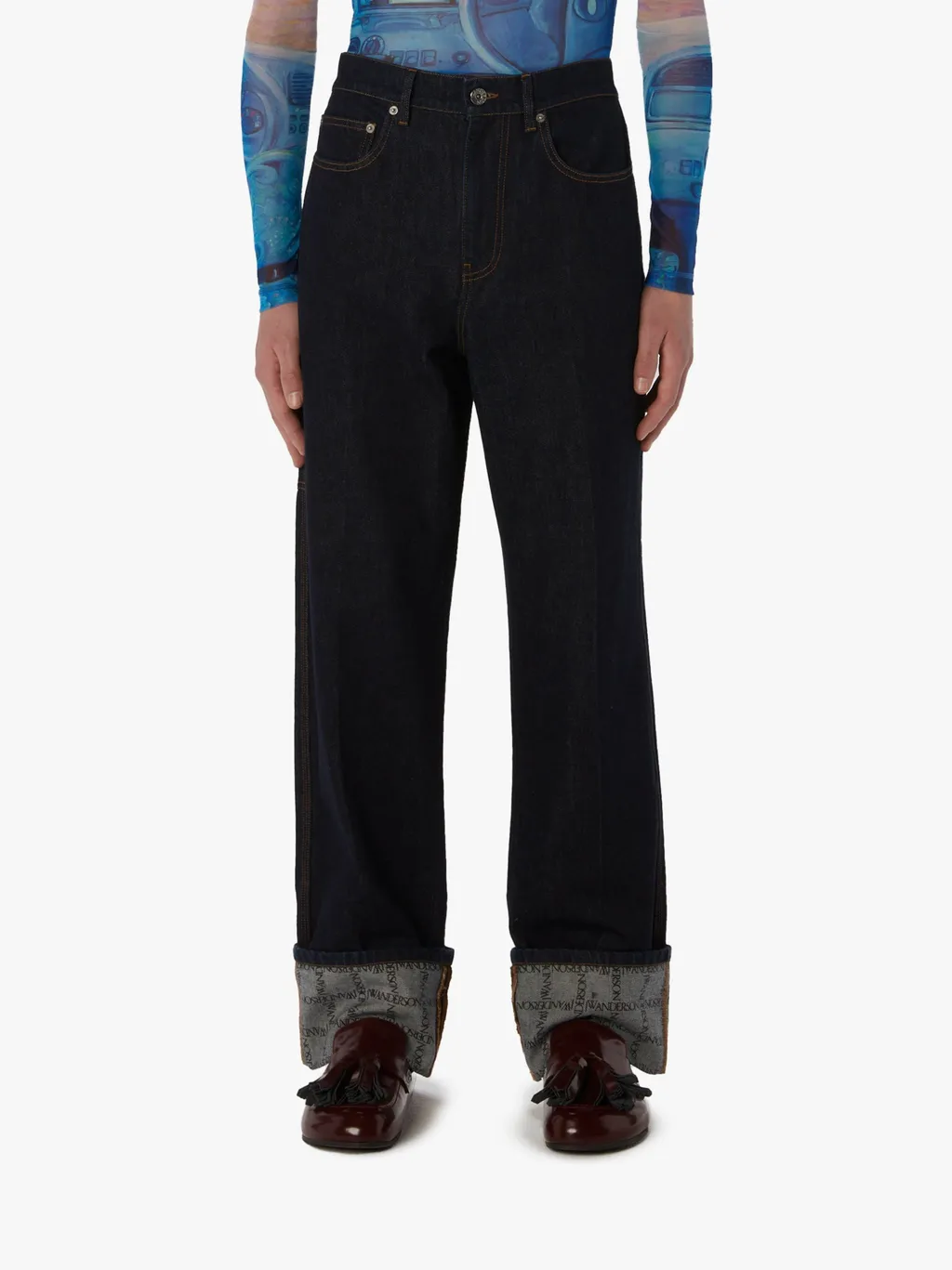 Logo Patch Straight Leg Jeans