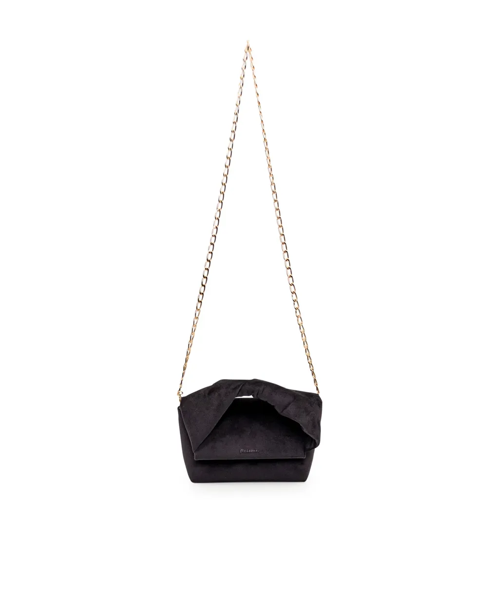 Logo Detailed Midi Velvet Handbag