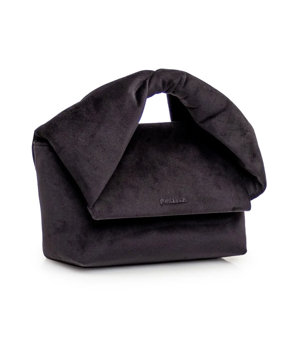 Logo Detailed Midi Velvet Handbag