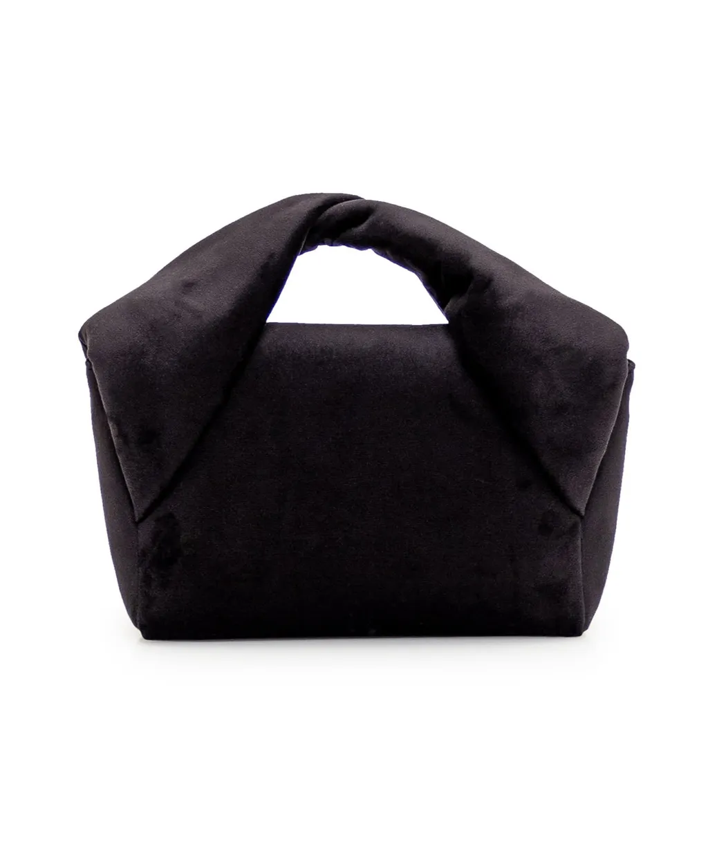 Logo Detailed Midi Velvet Handbag