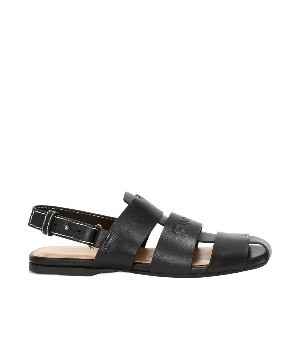 Logo-Debossed Leather Fisherman Sandals