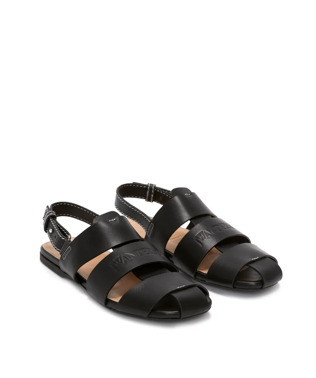 Logo-Debossed Leather Fisherman Sandals