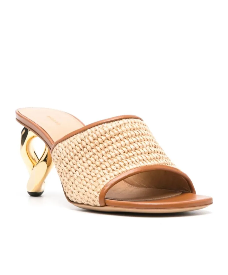 Sculpted Heel Woven Designed Sandals