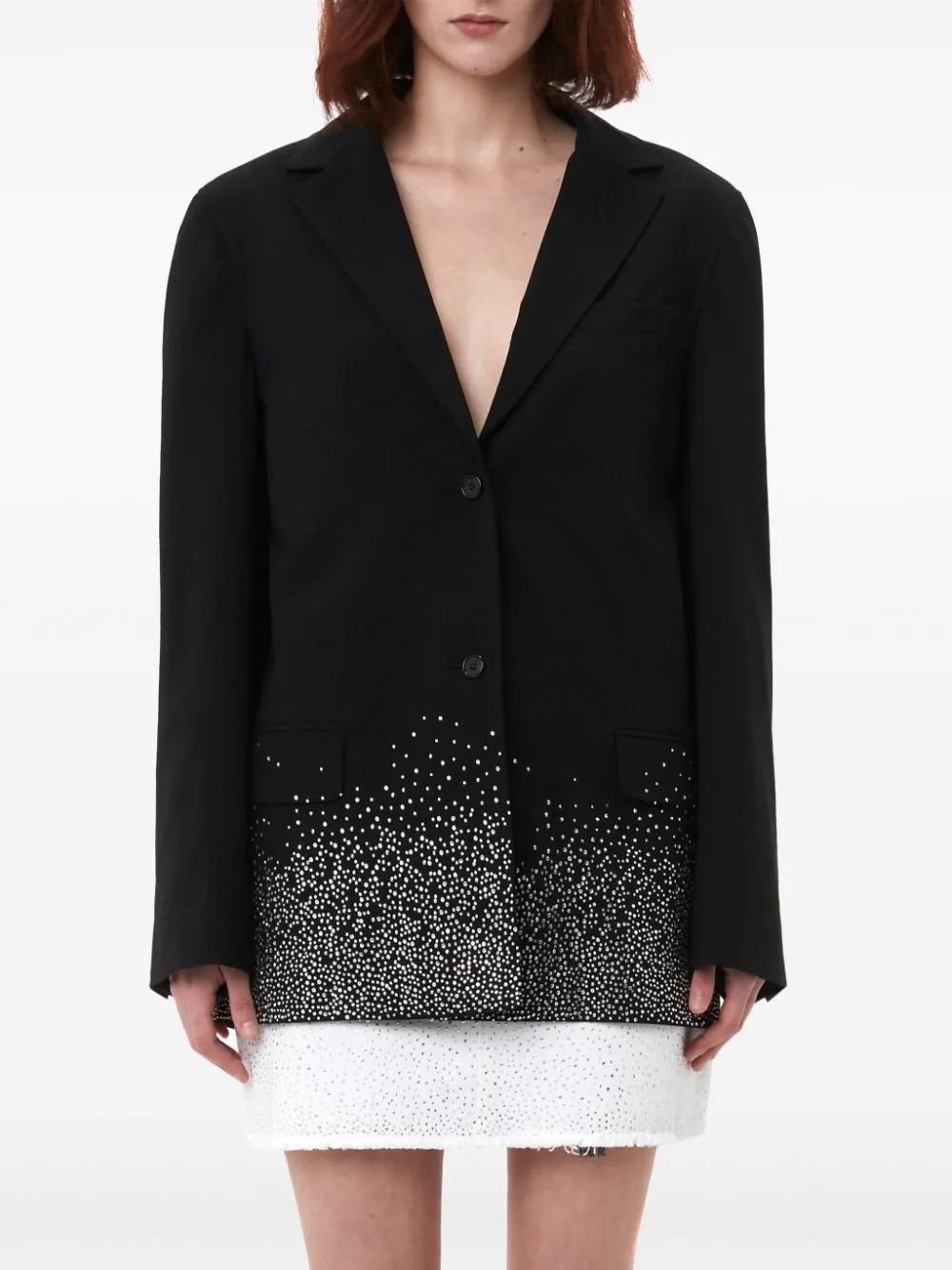 Crystal-Embellished Single-Breasted Blazer
