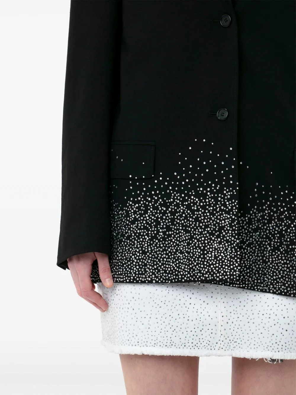 Crystal-Embellished Single-Breasted Blazer