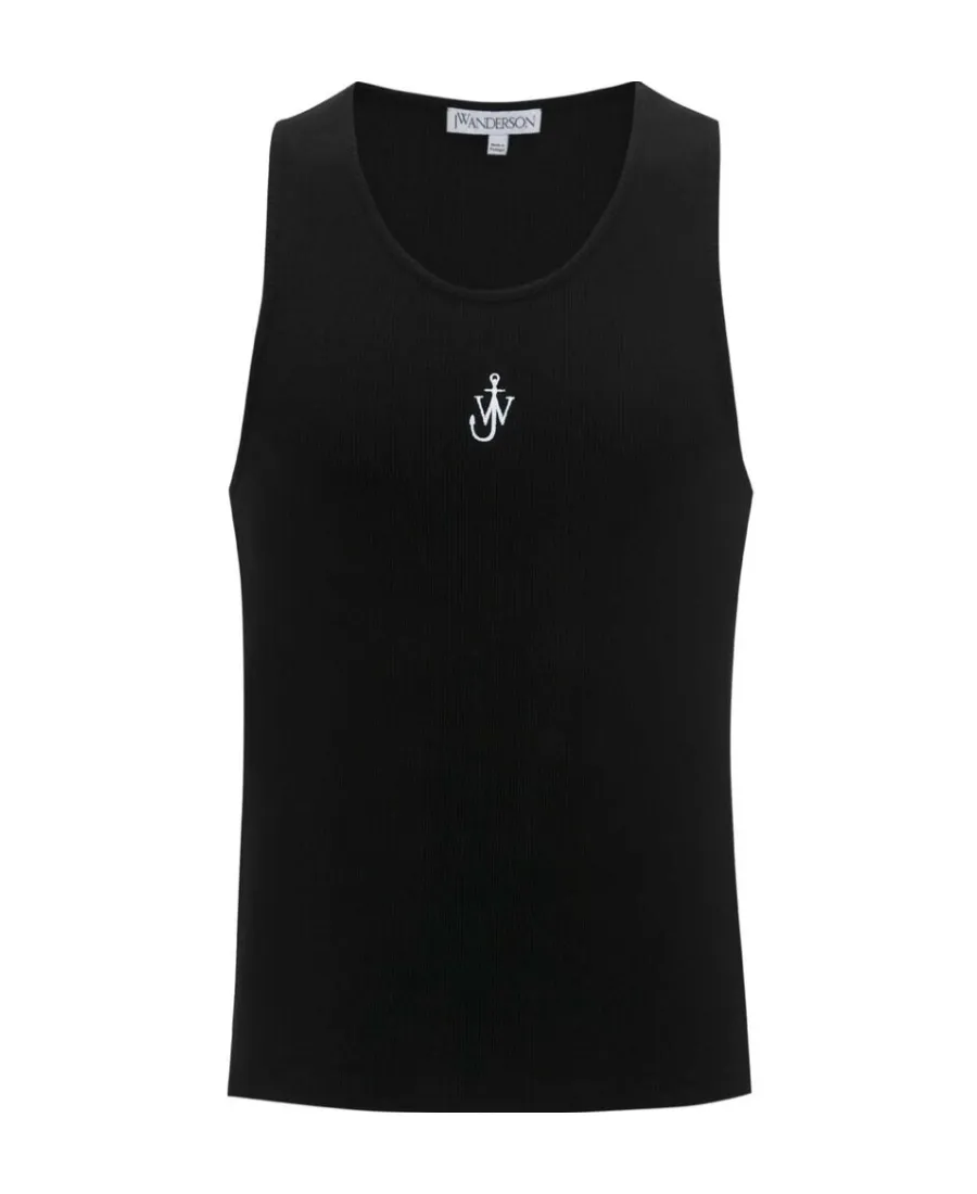 Logo-Embroidered Ribbed-Knit Sleeveless Tank Top