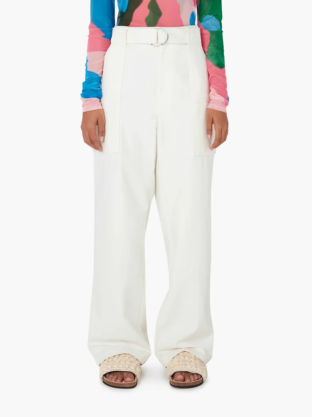 Wide-Leg Cotton Cargo Trousers