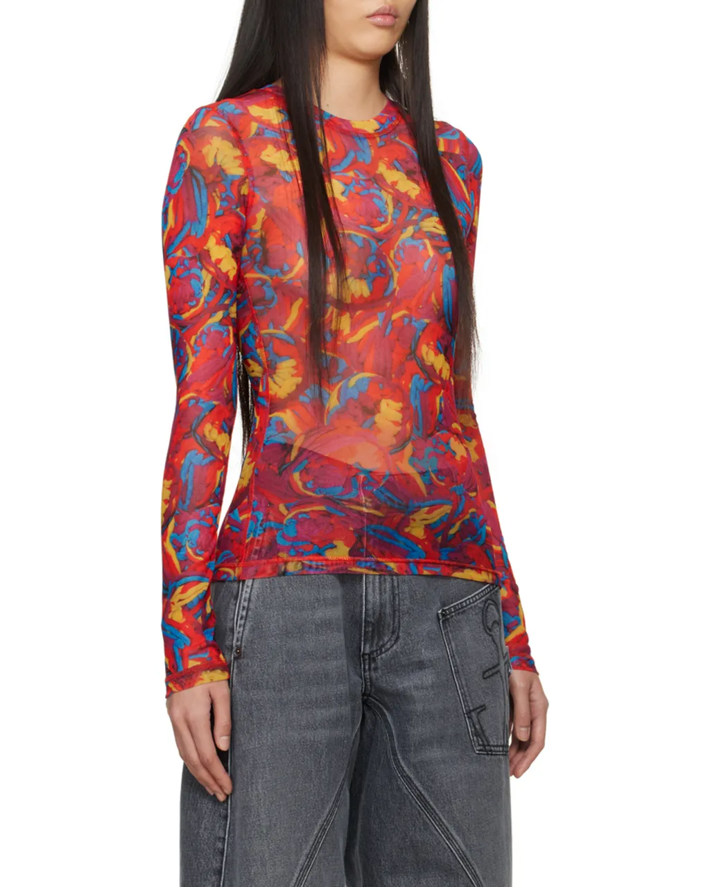Abstract Pattern Print Long-Sleeved T-Shirt
