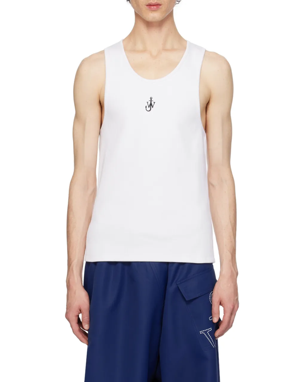 Logo-Embroidered Ribbed-Knit Sleeveless Tank Top