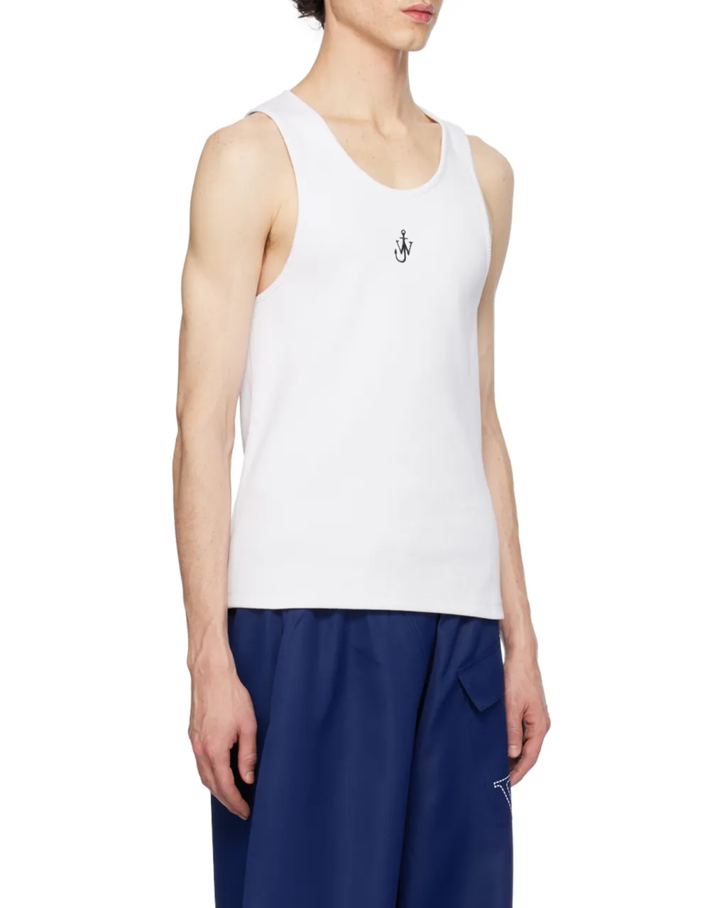 Logo-Embroidered Ribbed-Knit Sleeveless Tank Top