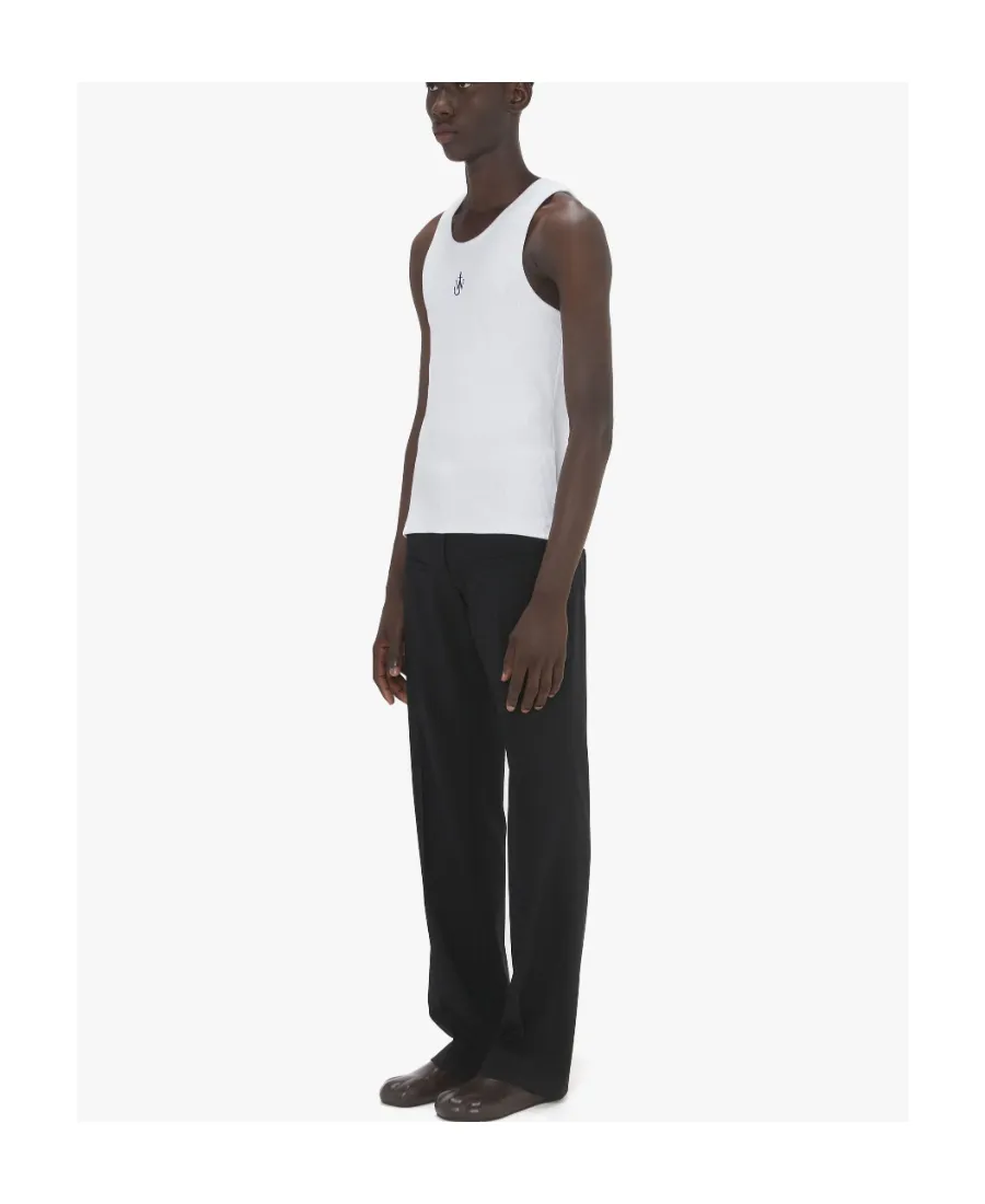 Logo-Embroidered Ribbed-Knit Sleeveless Tank Top