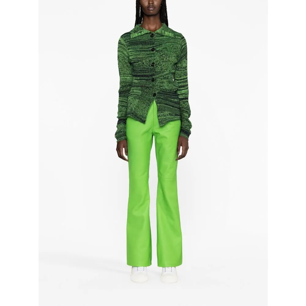 High-Waisted Leather Bootcut Trousers