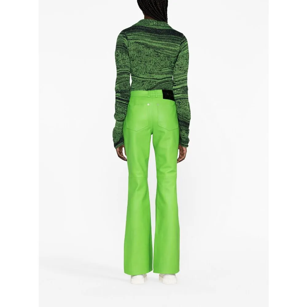 High-Waisted Leather Bootcut Trousers