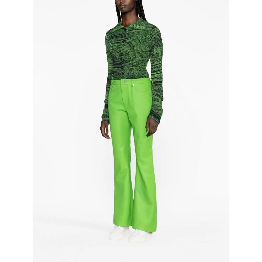 High-Waisted Leather Bootcut Trousers