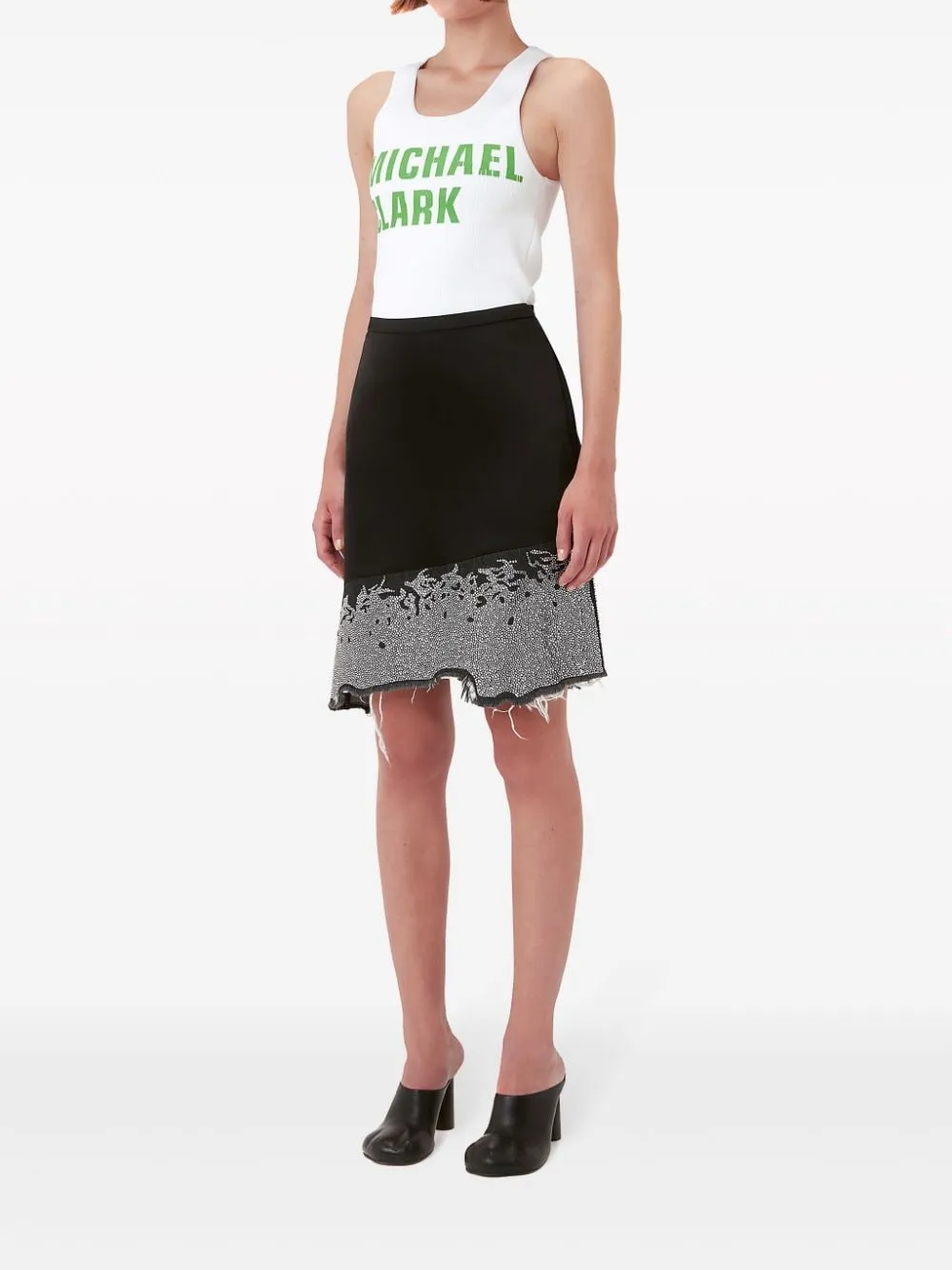 Glitter-Detail Asymmetric Skirt