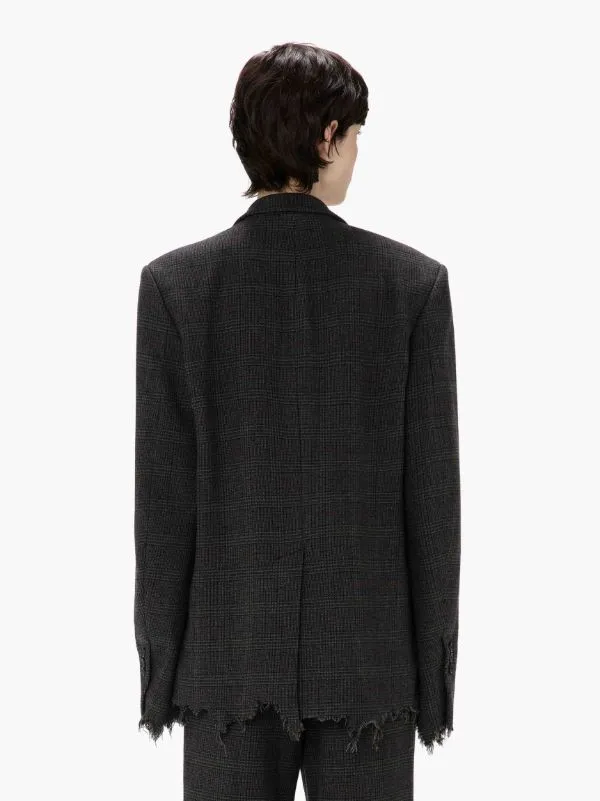 Distressed-Effect Single-Breasted Blazer