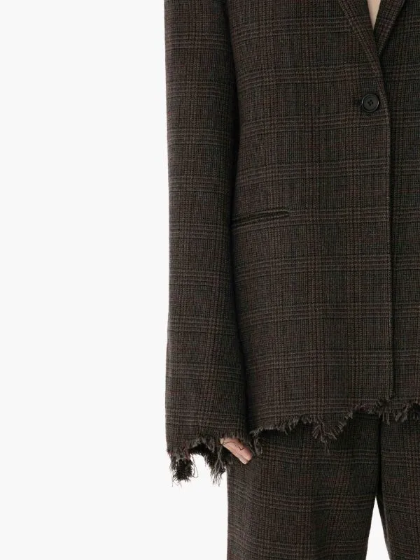 Distressed-Effect Single-Breasted Blazer