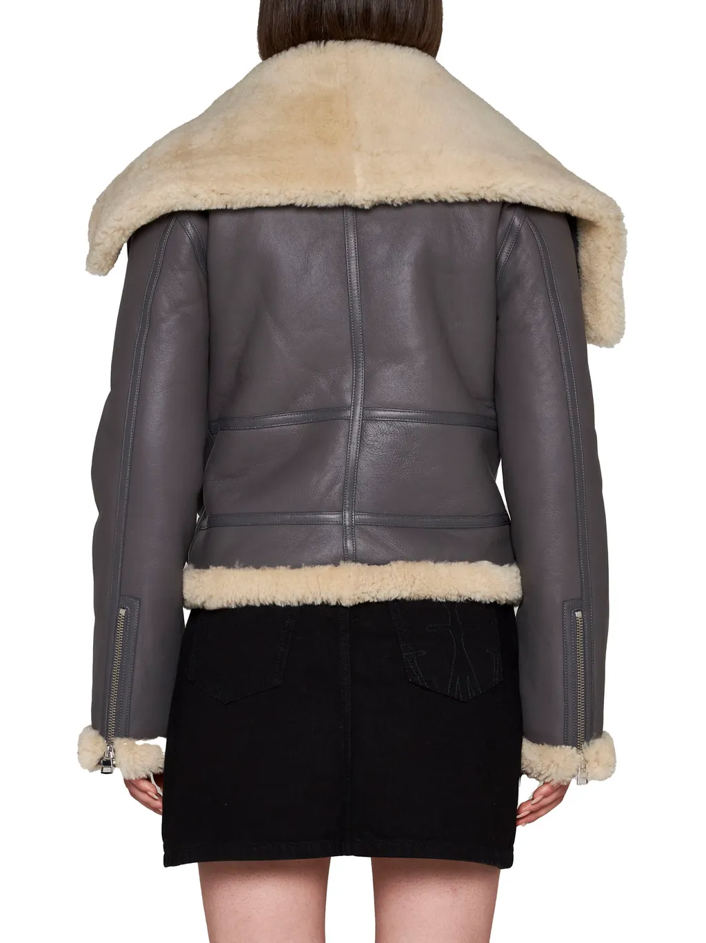 Fleece-Collar Leather Jacket