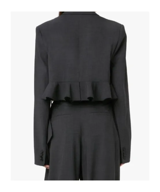 Ruffled-Trim Cropped Blazer