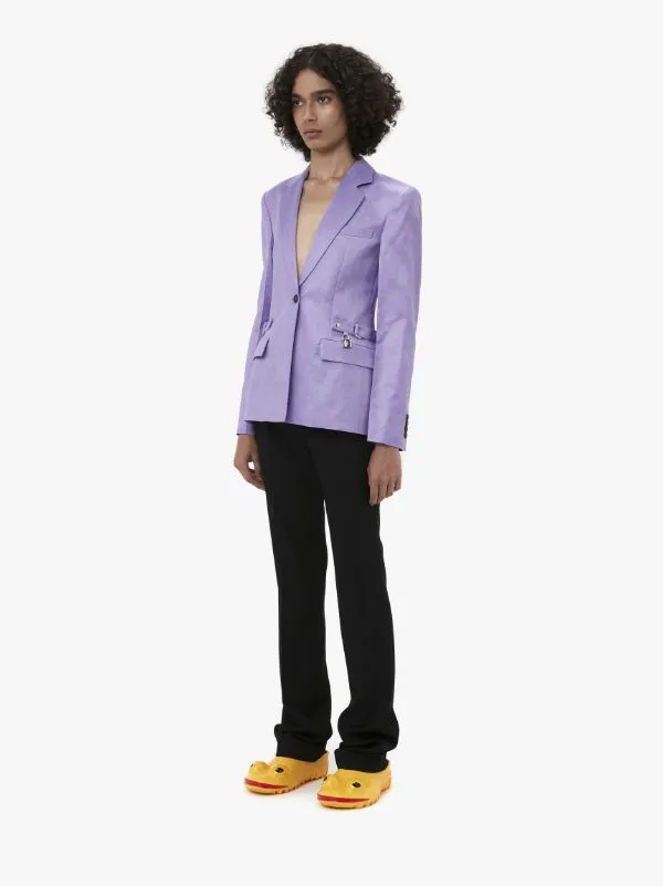 Padlock Strap Single-Breasted Blazer