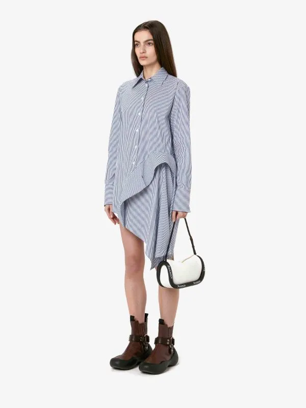 Striped Long-Sleeved Asymmetric Draped Shirt