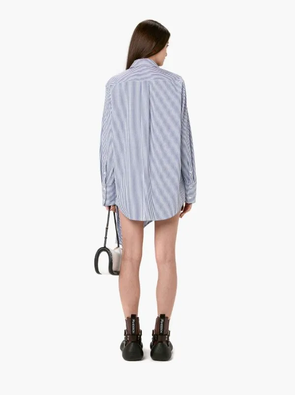 Striped Long-Sleeved Asymmetric Draped Shirt