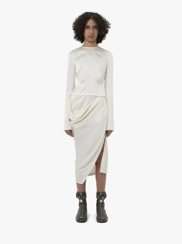 Asymmetric Draped Midi Dress