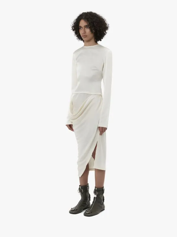 Asymmetric Draped Midi Dress