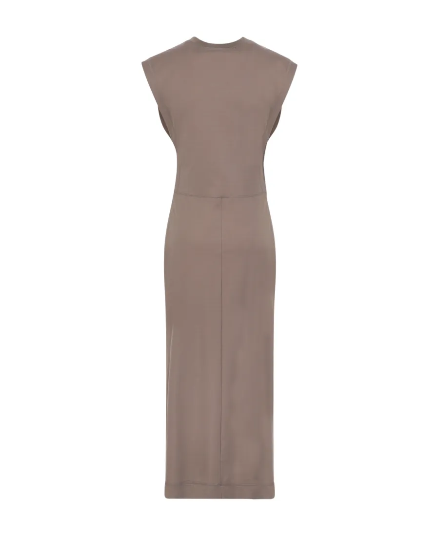 Asymmetric-Sleeves Slit Dress