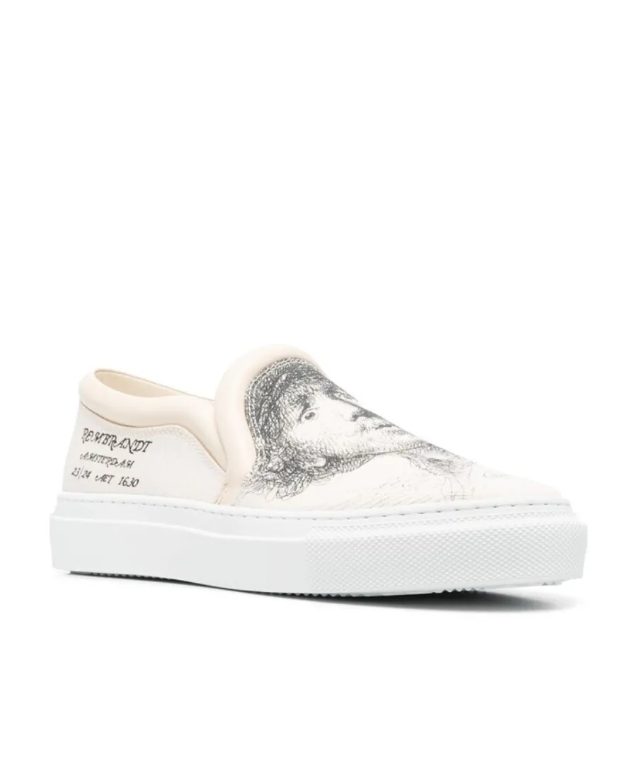 Rembrandt Sketch-Print Slip-On Sneakers