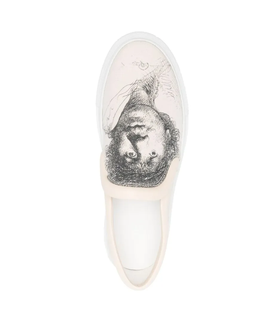 Rembrandt Sketch-Print Slip-On Sneakers