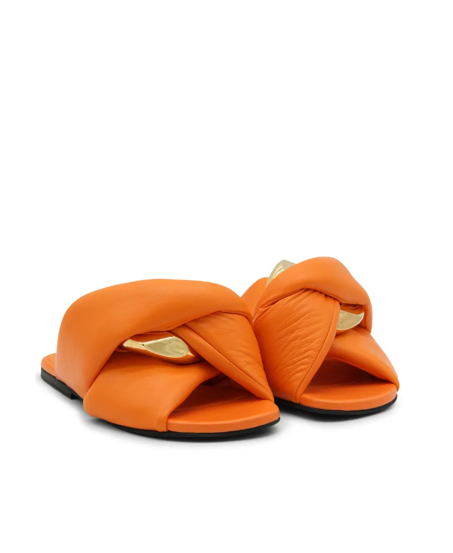 Chain Twist Leather Slides