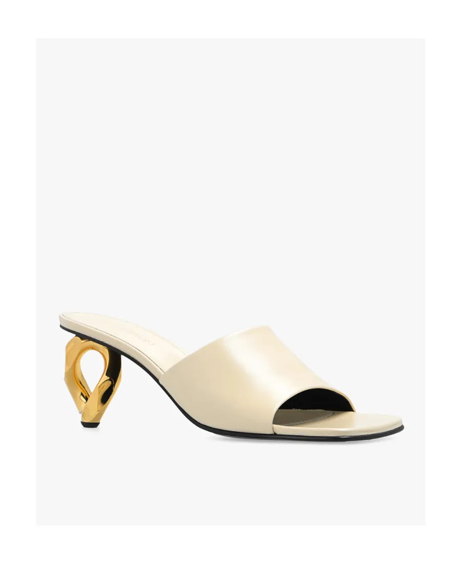 75Mm Chain-Link Leather Mules
