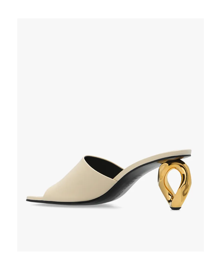 75Mm Chain-Link Leather Mules