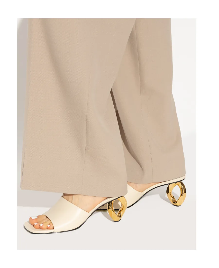 75Mm Chain-Link Leather Mules