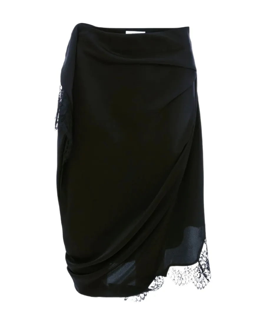 Asymmetric Lace Trimmed Skirt