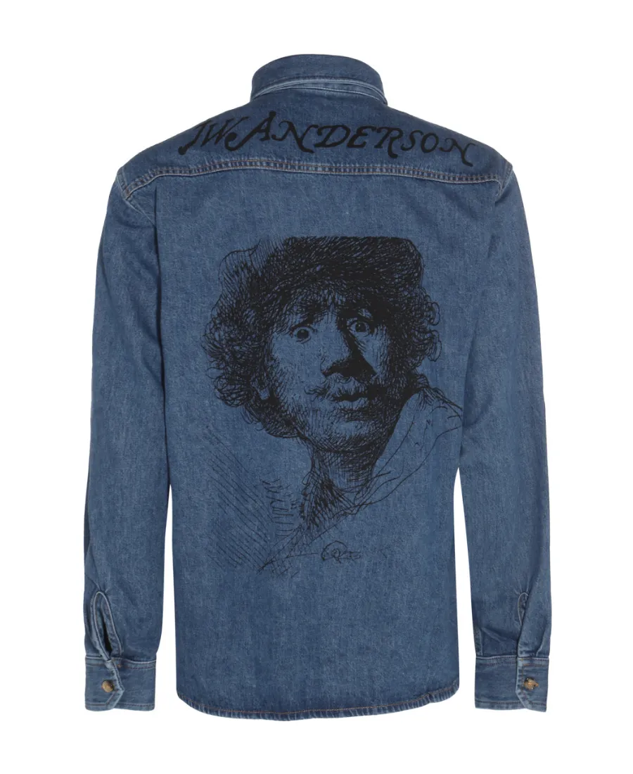 Denim Collared Button-Up Shirt