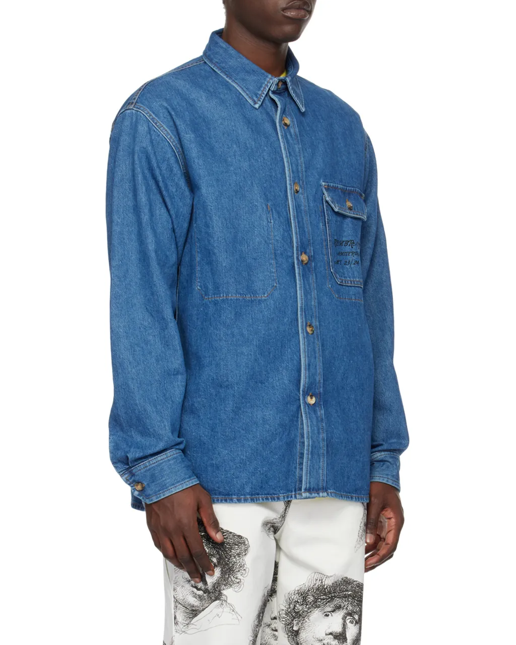 Denim Collared Button-Up Shirt