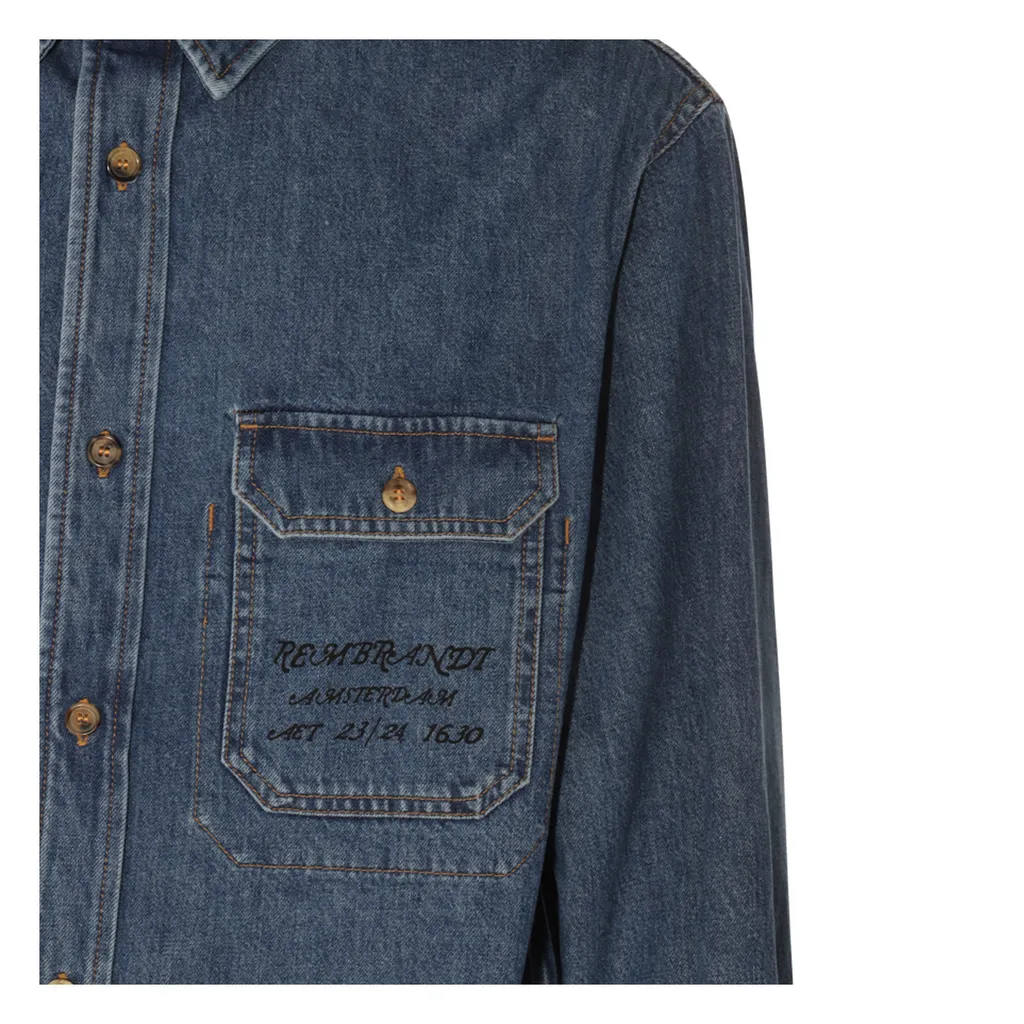 Denim Collared Button-Up Shirt