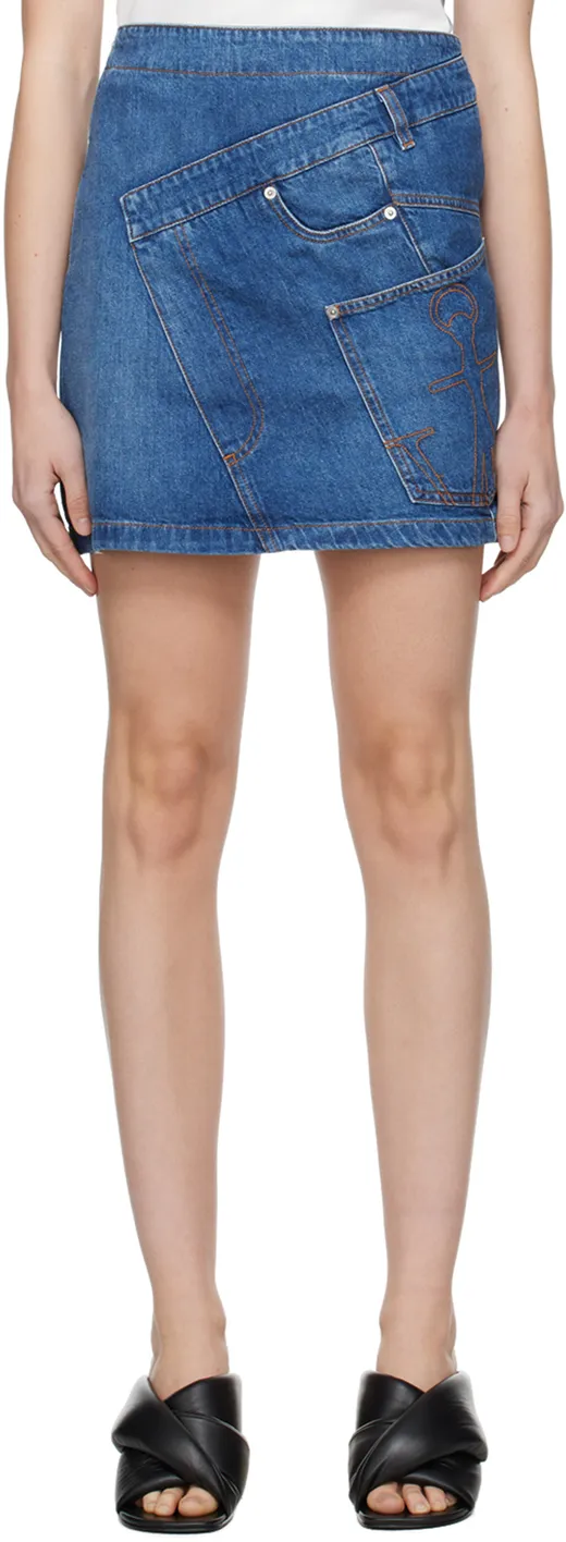 Twisted Denim Mini Skirt