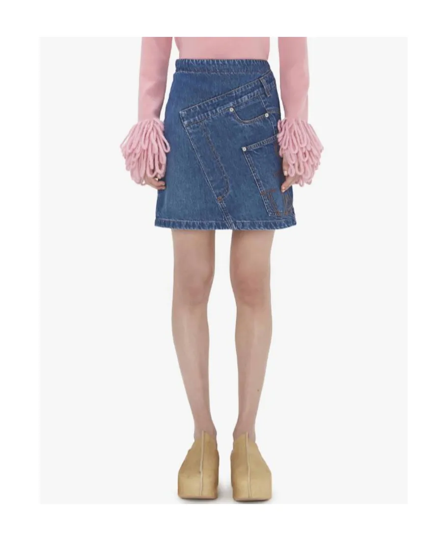 Twisted Denim Mini Skirt