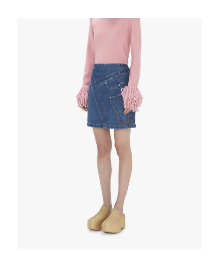 Twisted Denim Mini Skirt