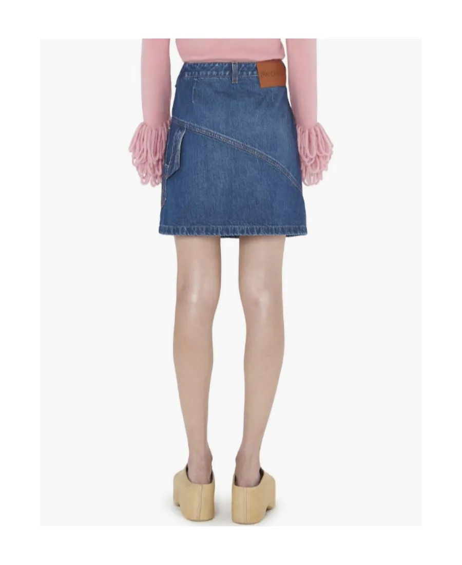 Twisted Denim Mini Skirt