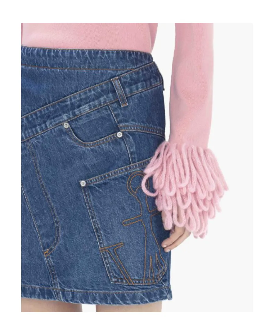 Twisted Denim Mini Skirt