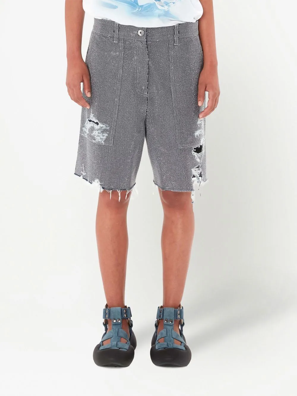 Embellished Distressed Shorts