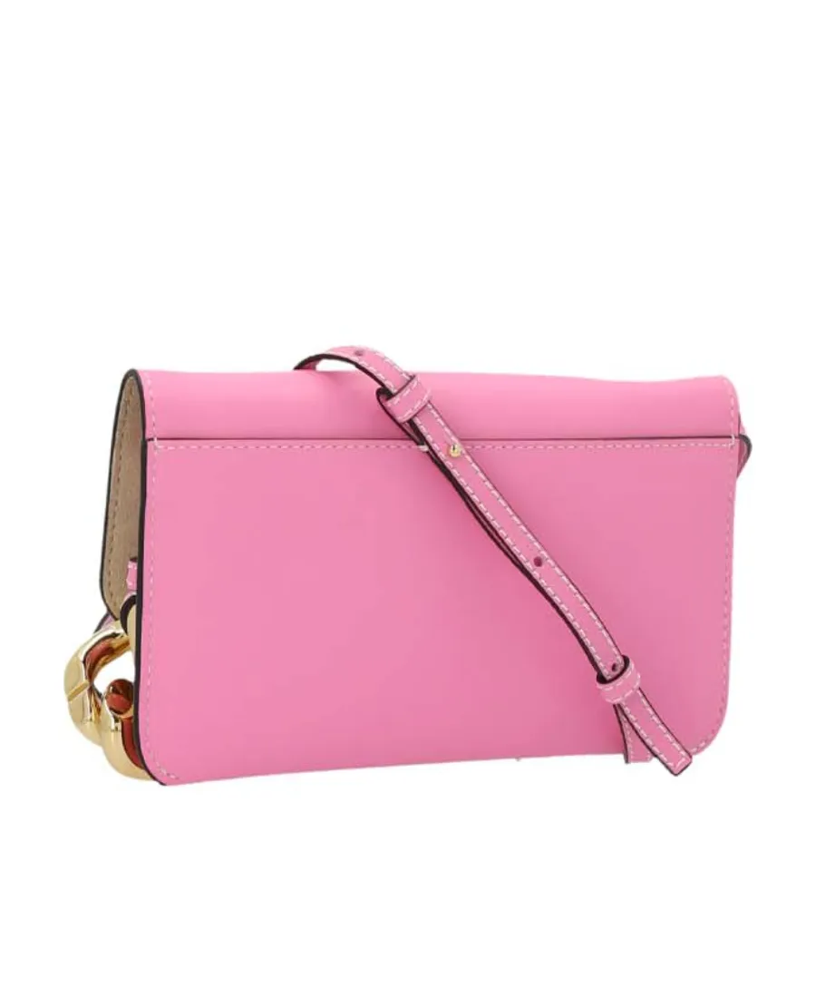 Logo Printed Foldover Top Shoulder Bag