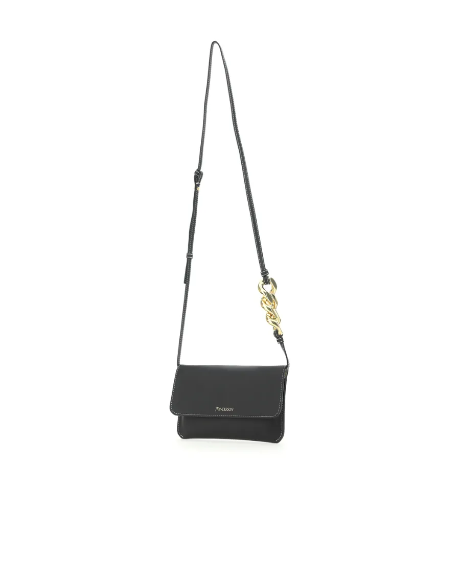 Logo Printed Foldover Top Shoulder Bag