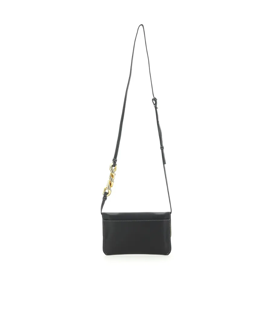 Logo Printed Foldover Top Shoulder Bag